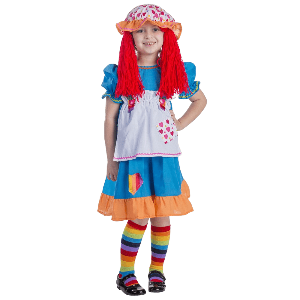 Rainbow Rag Doll Costume - Kids - Medium (8-10)